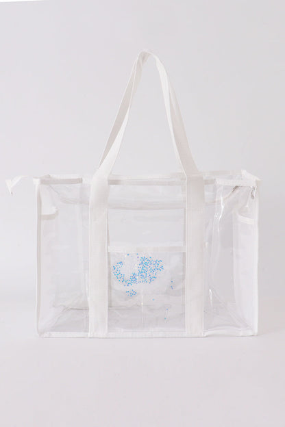 White clear waterproof beach travel bag