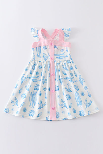 Marine creature print dress mom & me