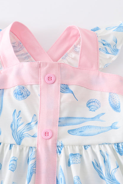 Marine creature print dress mom & me