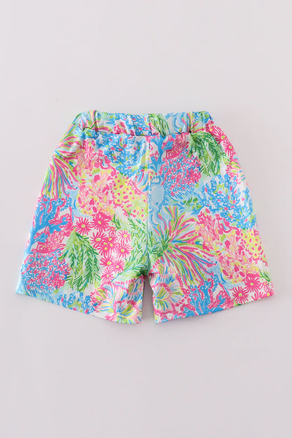 Pink tropical boy swim trunk