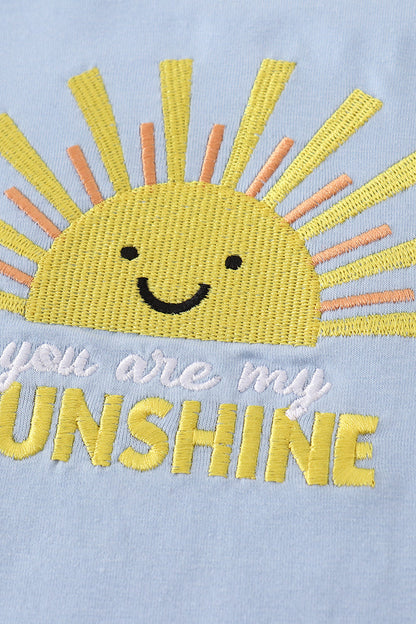 Blue you are my sunshine applique girl dress