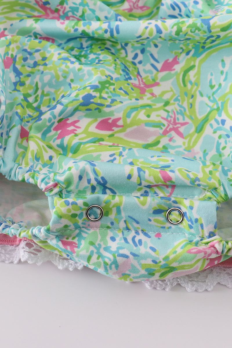 Meadow breeze print girl ruffle bubble