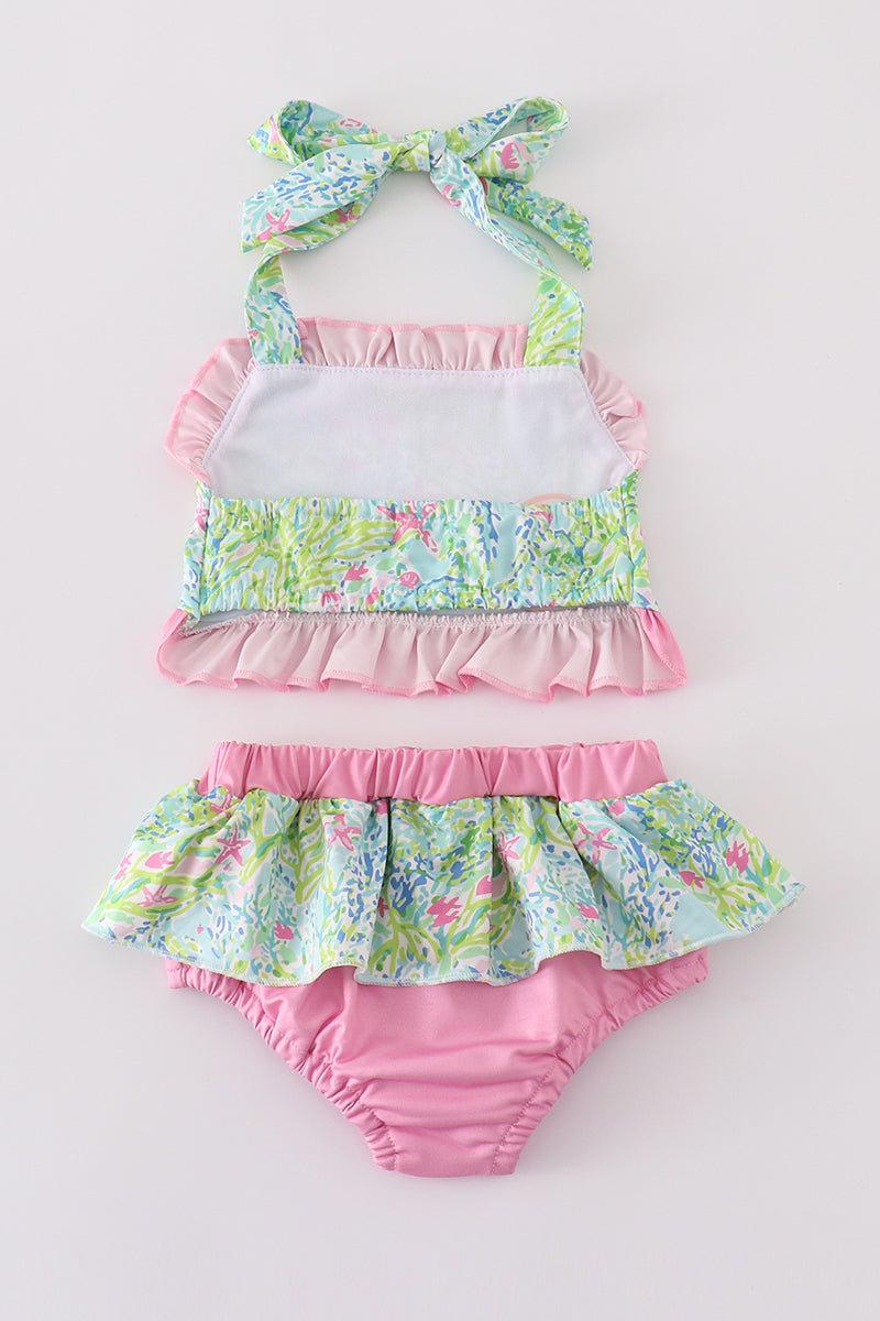 Meadow breeze print girl 2pc swimsuit