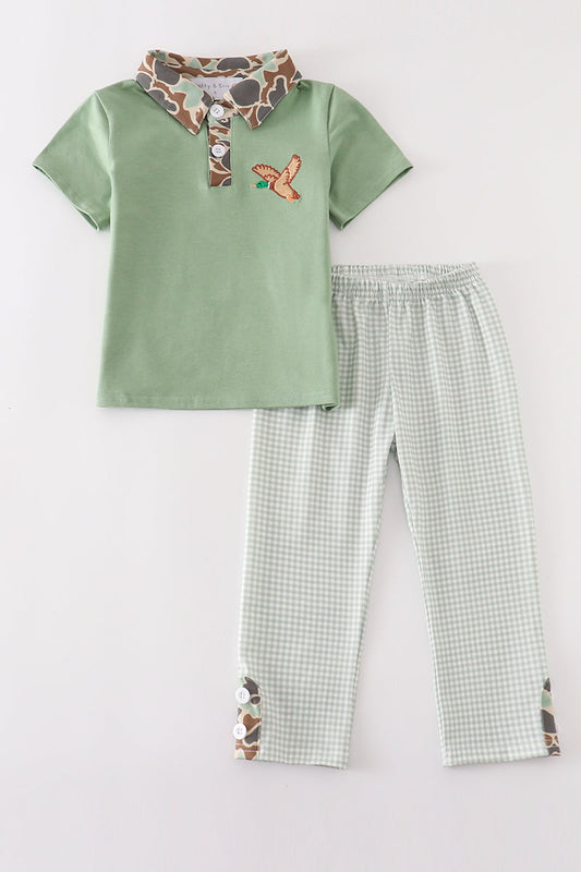 Camouflage duck embroidery boy set