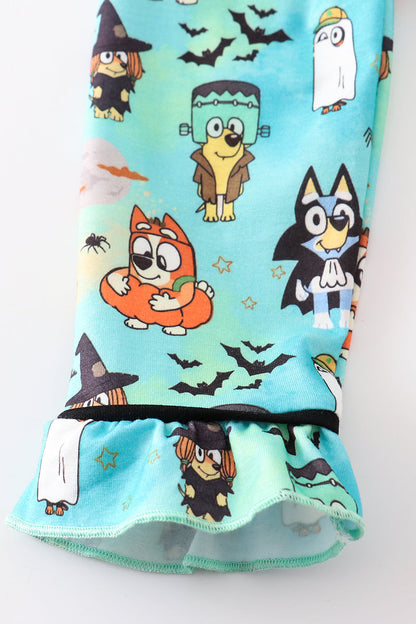 Halloween character print girl pajamas set