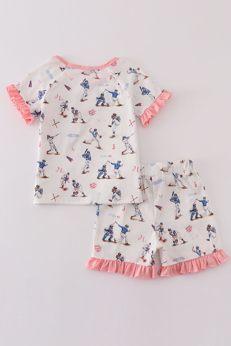 Baseball print girl pajam set