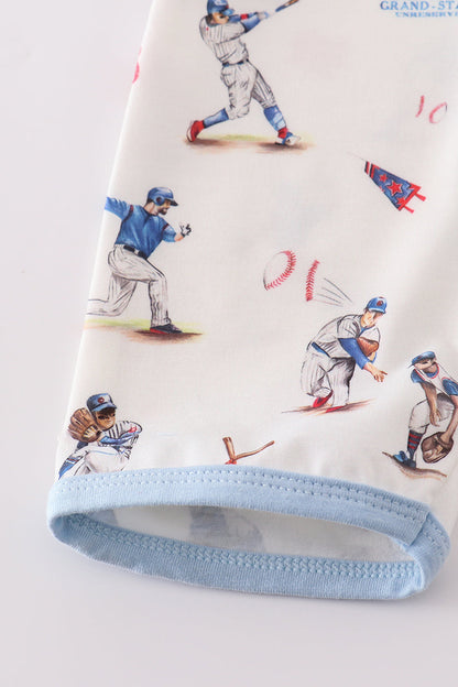 Baseball print boy romper