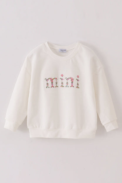 White mini embroidery mom&me sweatshirt