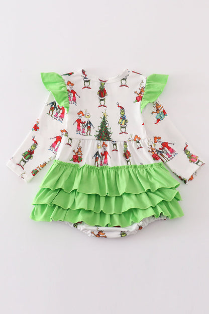 White grinch print girl bubble