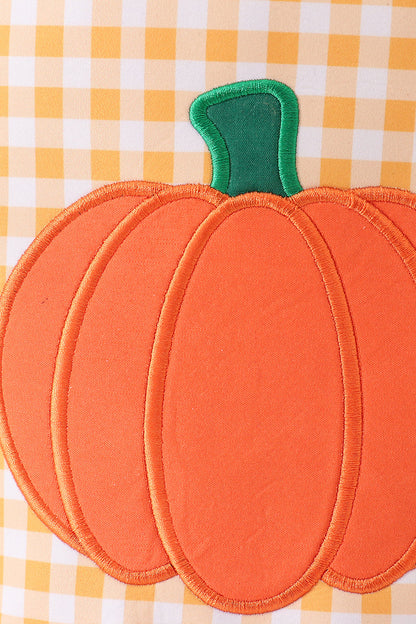 Pumpkin applique checkered candy bucket