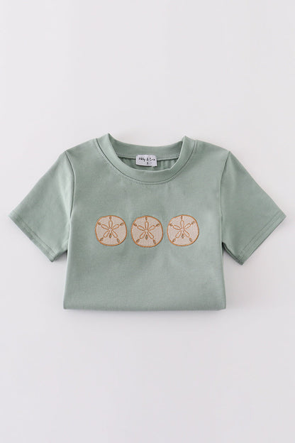 Sage sand dollar embroidery boy set