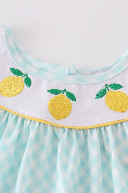 Mint lemon embroidery girl set