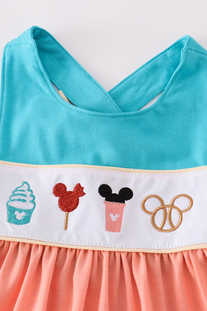 Multicolored character embroidery girl set