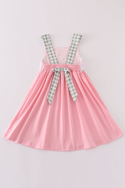 Pink easter cross french knot girl dress