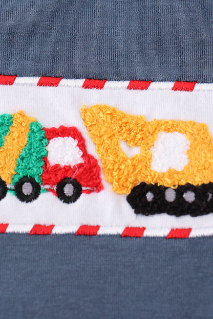 Navy truck french knot boy bubble