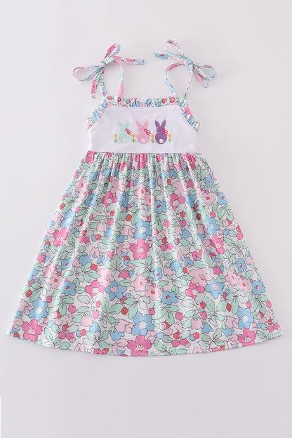 Floral bunny embroidery dress