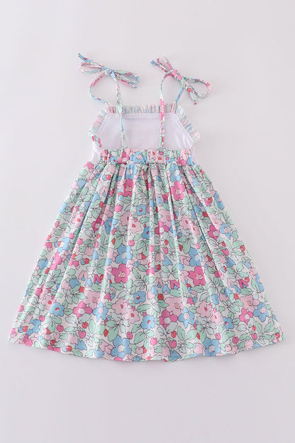 Floral bunny embroidery dress