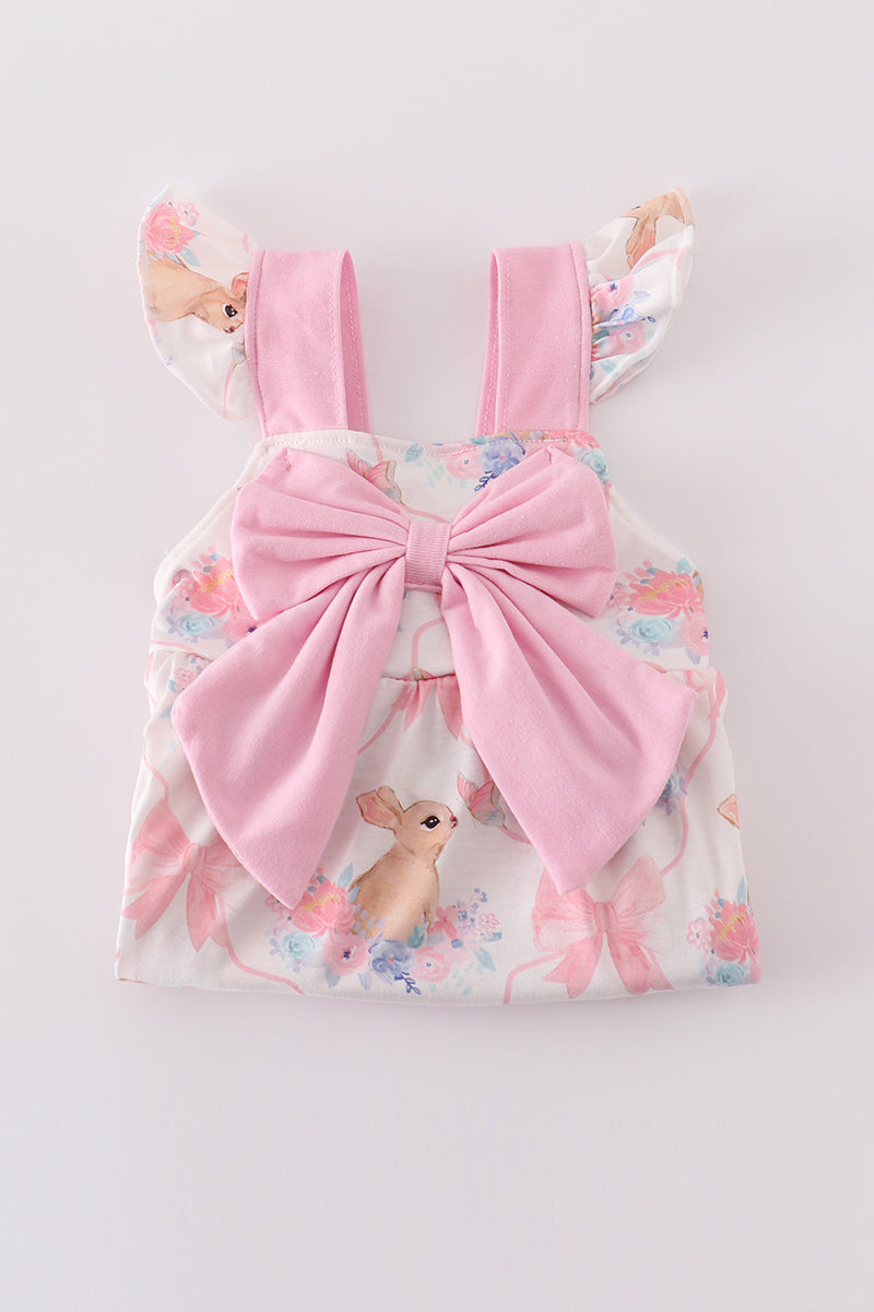 Pink easter bunny bow girl bubble