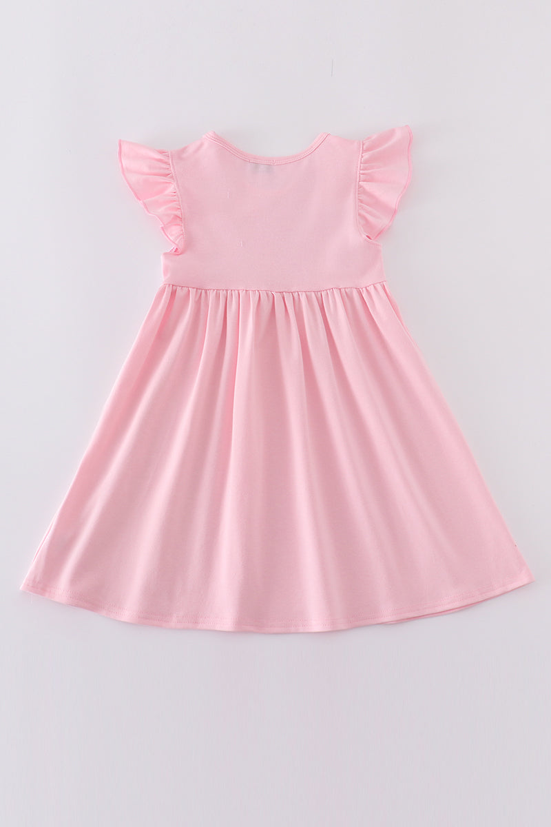 Pink princess embroidery girl dress