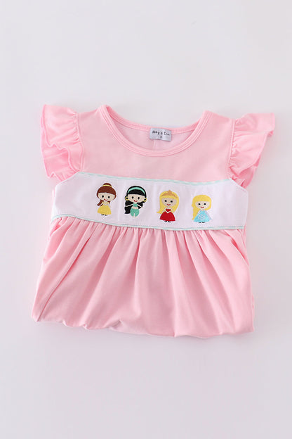 Pink princess embroidery girl dress