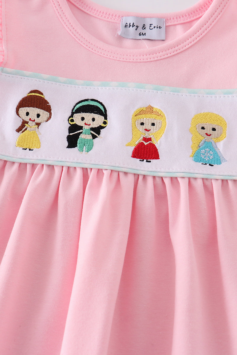 Pink princess embroidery girl bloomer set