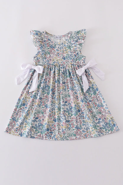 Vintage meadow print bow dress