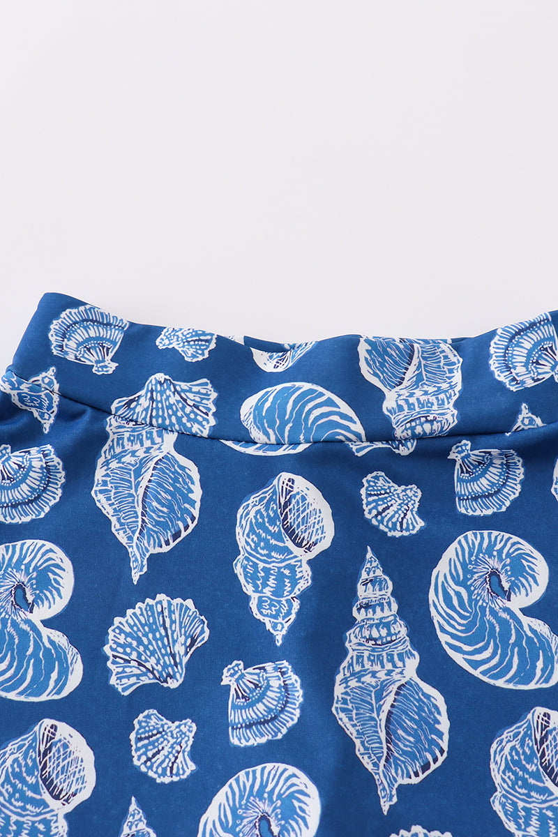 Blue conch print tennis skort set