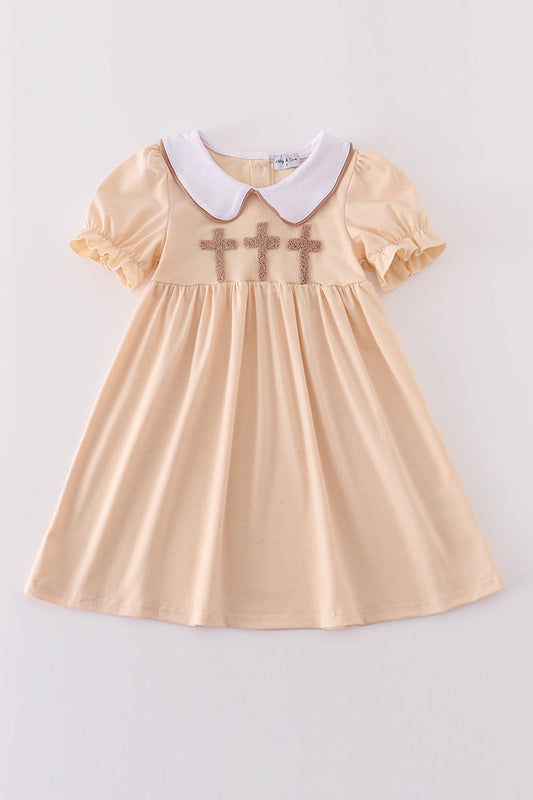 Cream cross french knot dress