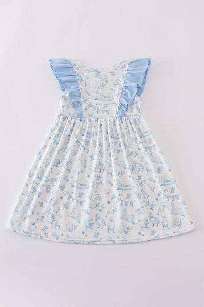 Easter duck bunny print girl dress