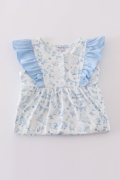 Easter duck bunny print girl dress