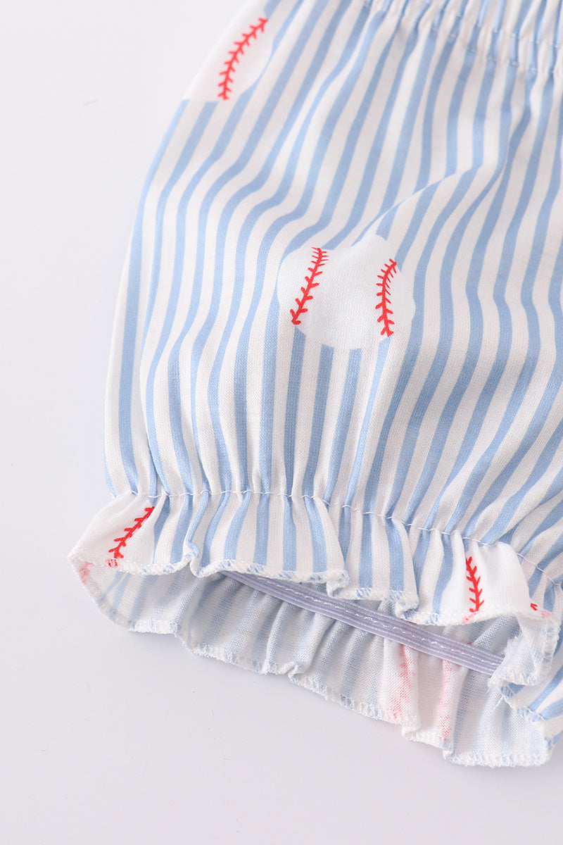 Red stripe bow baseball bloomer set