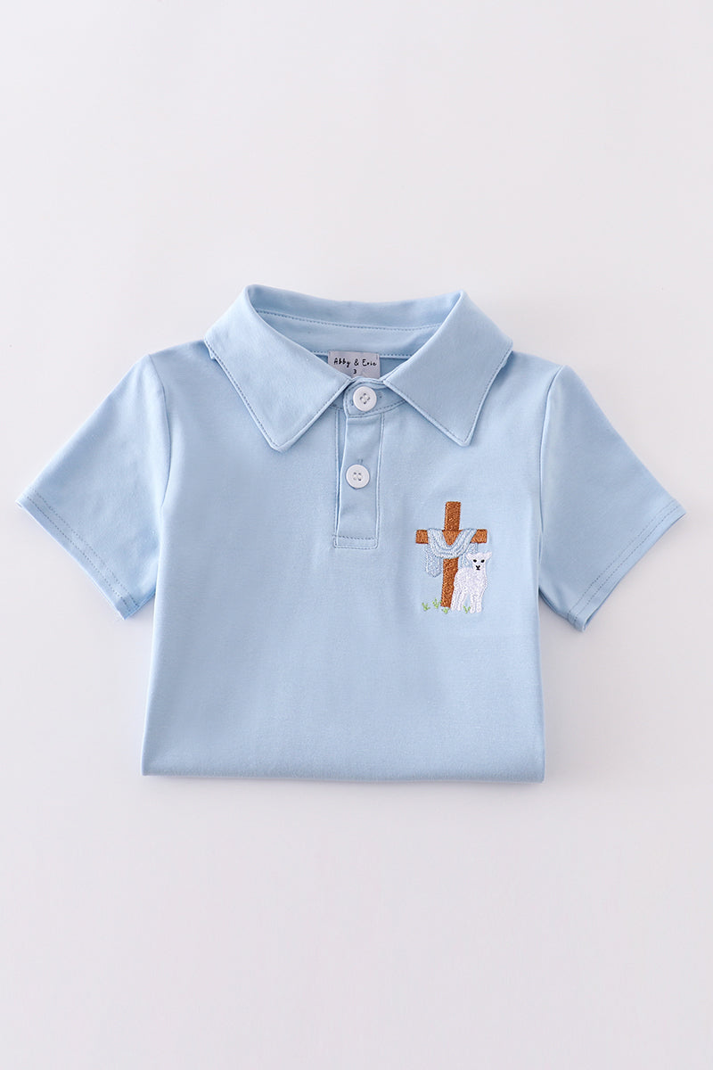 Blue cross embroidery shirt