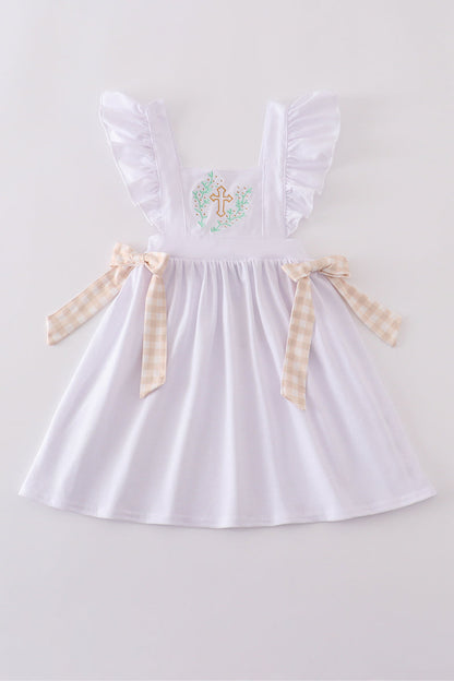 Easter cross embroidery girl dress