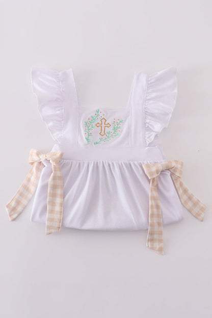 Easter cross embroidery girl dress