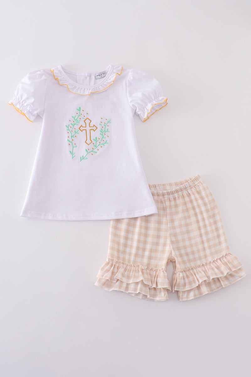 Easter cross embroidery girl set