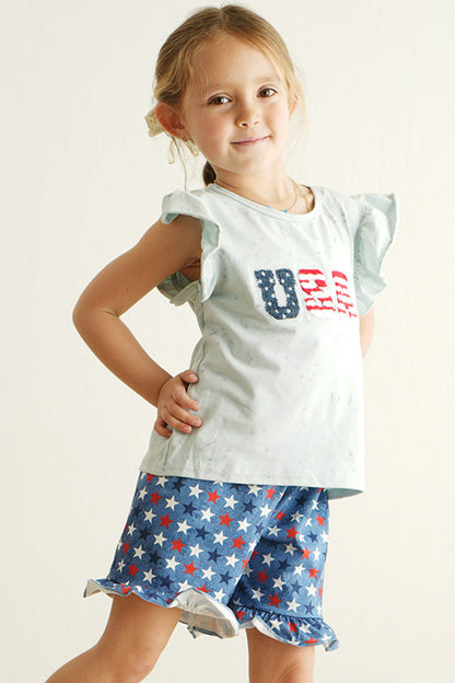 Patriotic USA french knot girl set