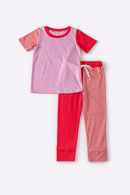 Color blocked girl pants set