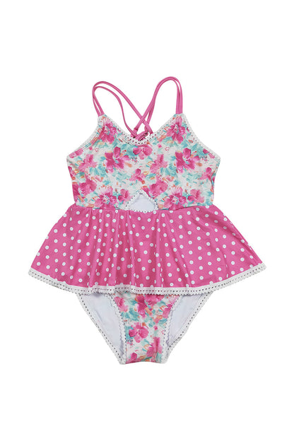 Blossom breeze print girl one-piece swimsuit