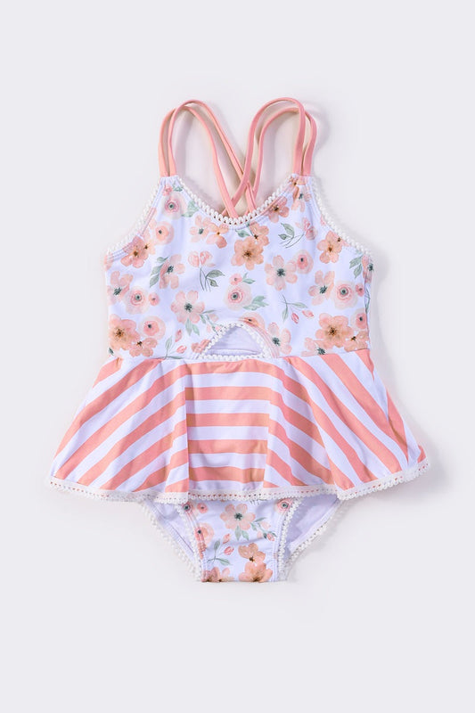 Petal whisper print girl one-piece swimsuit