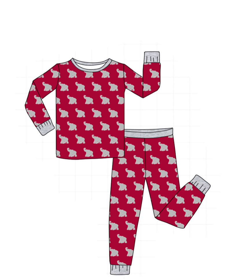 PO52 Alabama roll tide elephant print bamboo pajamas collection