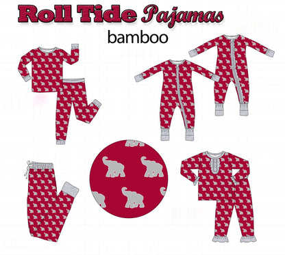 PO52 Alabama roll tide elephant print bamboo pajamas collection