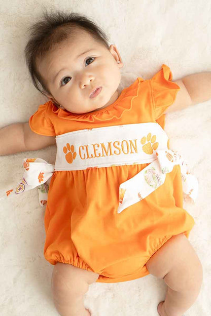 Orange clemson embroidery girl bubble