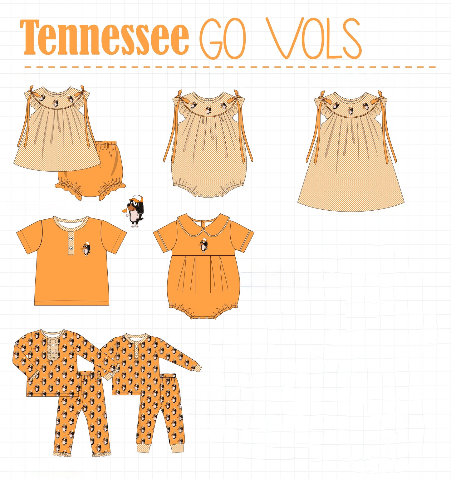 PO52 Orange tennessee go vols embroidery collection