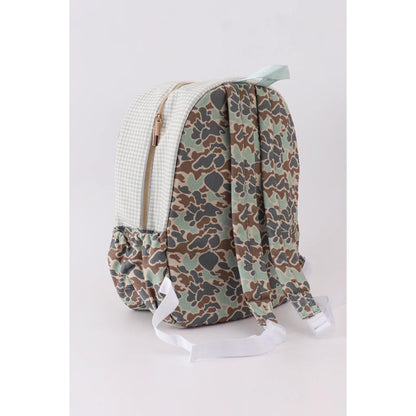 Mallard Duck Bag, Green camouflage duck applique boy backpack