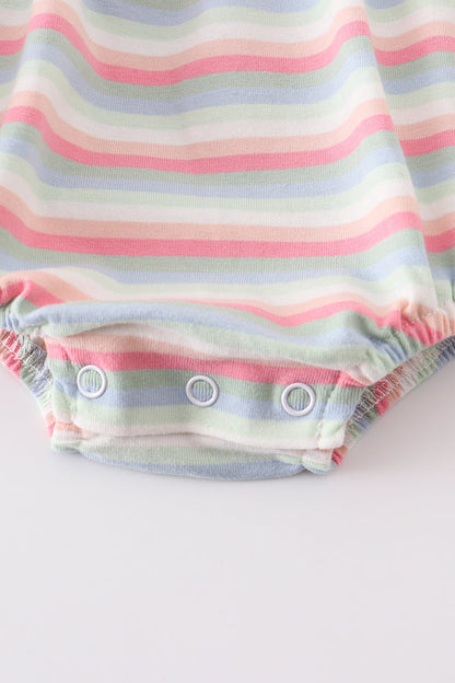 Premium Multicolored stripe ruffle girl romper