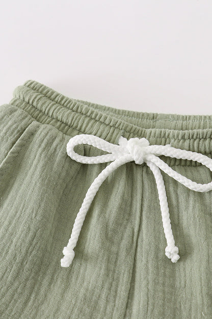 Premium Sage muslin boy shorts set