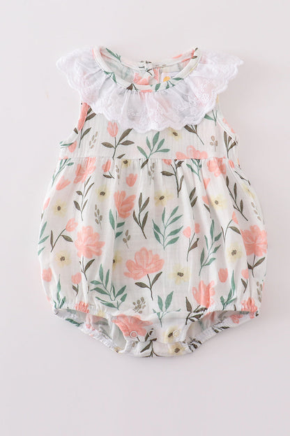 Premium Pink muslin floral girl bubble