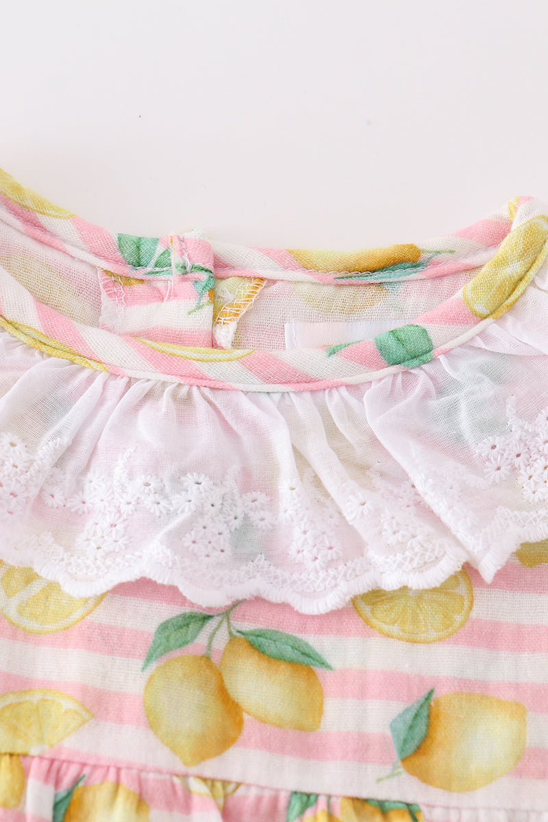 Premium Pink muslin stripe lemon bubble