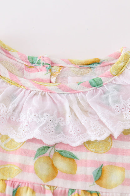 Premium Pink muslin stripe lemon bubble