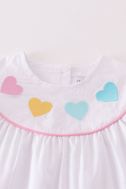 Premium white valentine heart embroidery dress